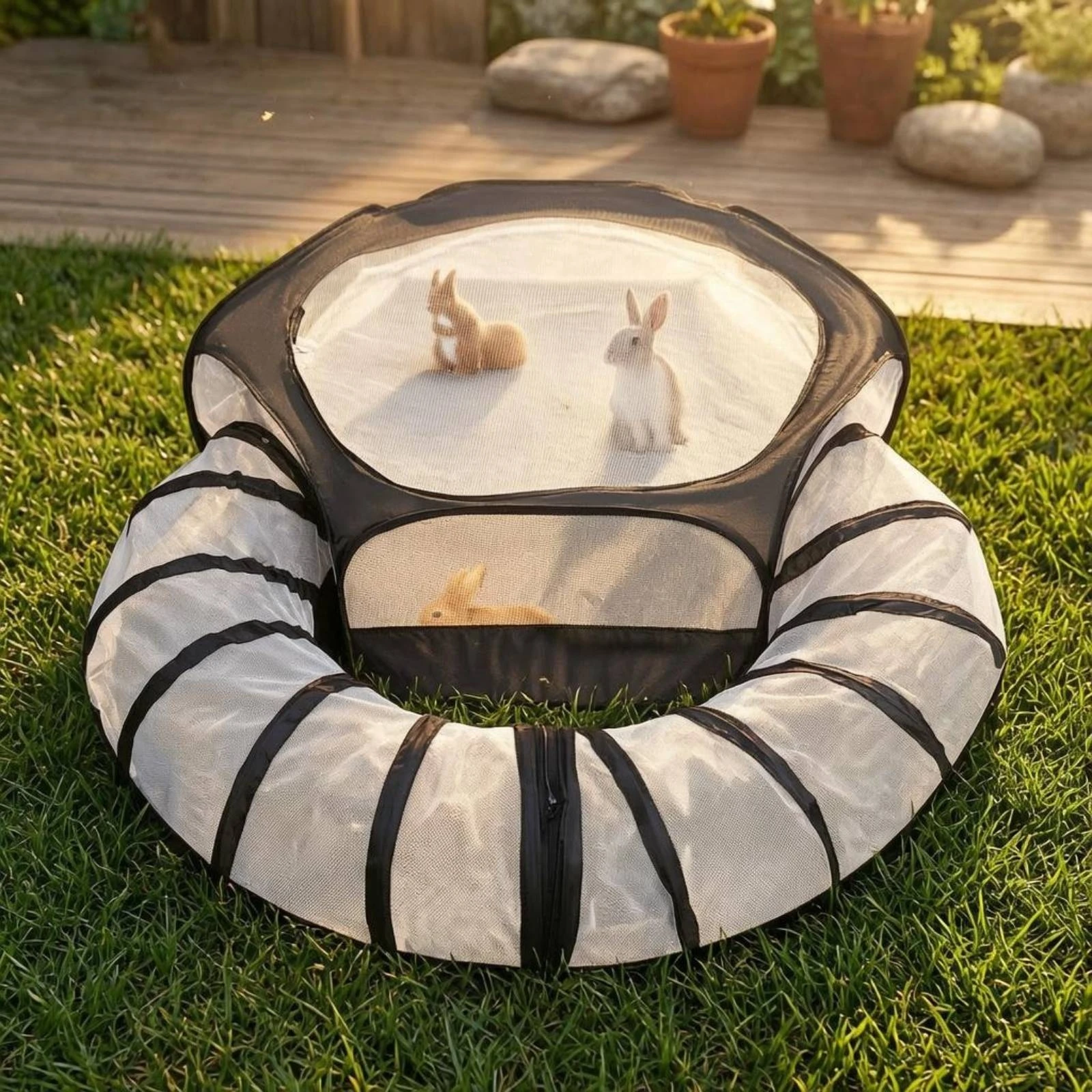 

Cat Enclosure with Tunnel Polyester Pet Tunnel Tent Foldable Cat Tent Easy to Set up Portable Catio Lightweight for Small Pets