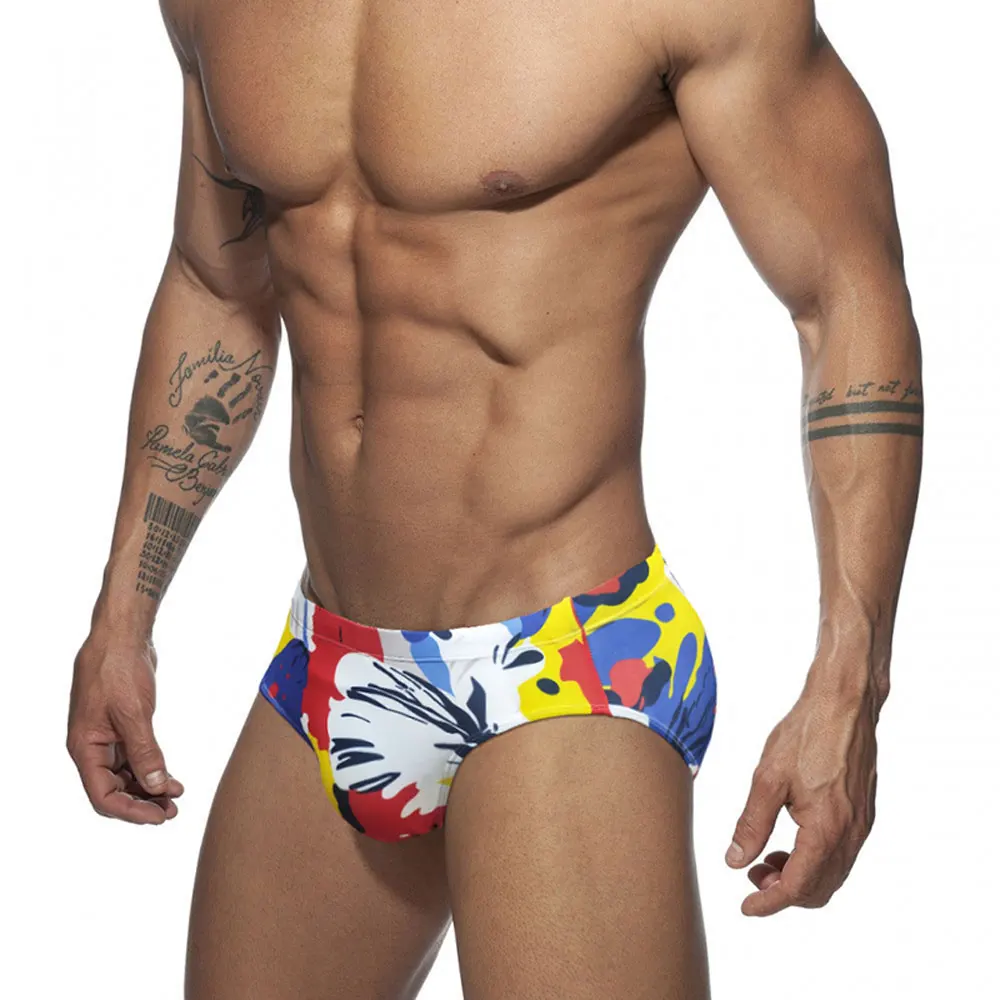 UXH Padded Bulge Enhancing Swim Briefs Sexy Flowers Swimwear Men Swimming Briefs Surf Beach Shorts Mayo Sungas De Praia Homens