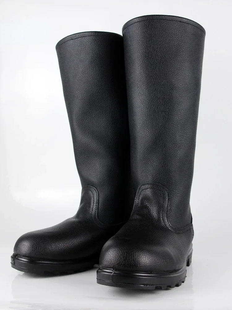 

Soviet Style Black Cowhide Combat Boots Soviet Riding Boots Russian High Soldier Boots