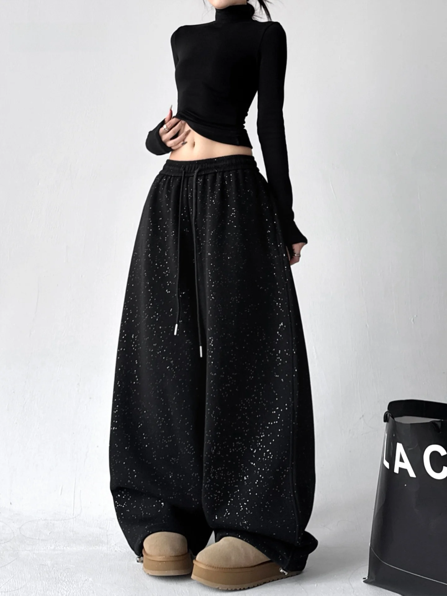 

Широкие брюки Bla Fce для женщин, с высокой талией, свободные, драпирующиеся, стройнящие, высококачественные повседневные брюки, осенне-зимняя коллекция, новинка