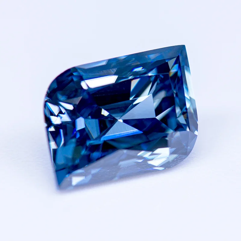 Moissanite Gemstone Leaf Cut Primary Color Royal Blue Lab Grown Diamond for DIY Jewelry Making Materials with GRA Certificate