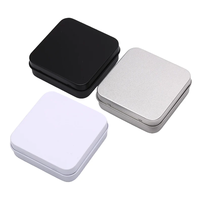 1PC Mini Metal Tins Container Square Hinged Flip Storage Tin Box Small Kit Case Jewelry Coin Candy Organizer Portable