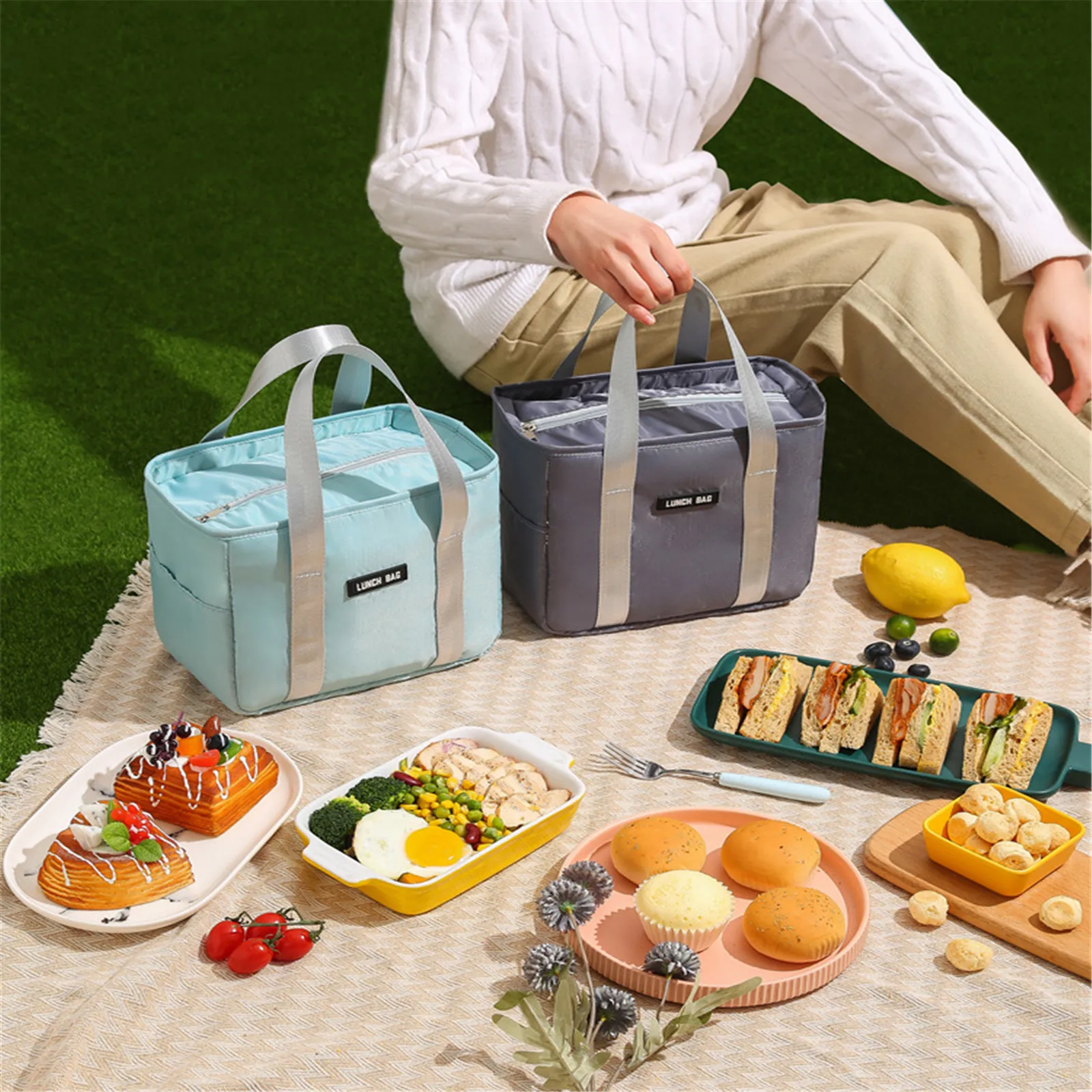 Waterproof Portable Lunch Bag Cationic Large Thermal Insulation Bag Ice Bag Thickened Large-capacity Lunch Box Bag Picnic Bag