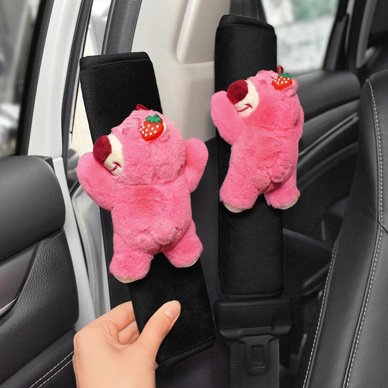 Autogordel Cover Anime Aardbei Beer Pluche Autogordel Schouderbeschermer Pad Auto-interieur Accessoires Voor Kerstmis