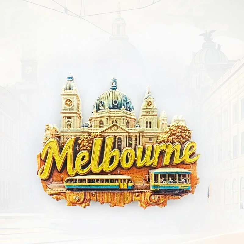 Melbourne Castle Fridge Magnet -Elegant 3D Gold & Blue Souvenir Unique Australian Architectural Gift for Travel Royal Home Decor