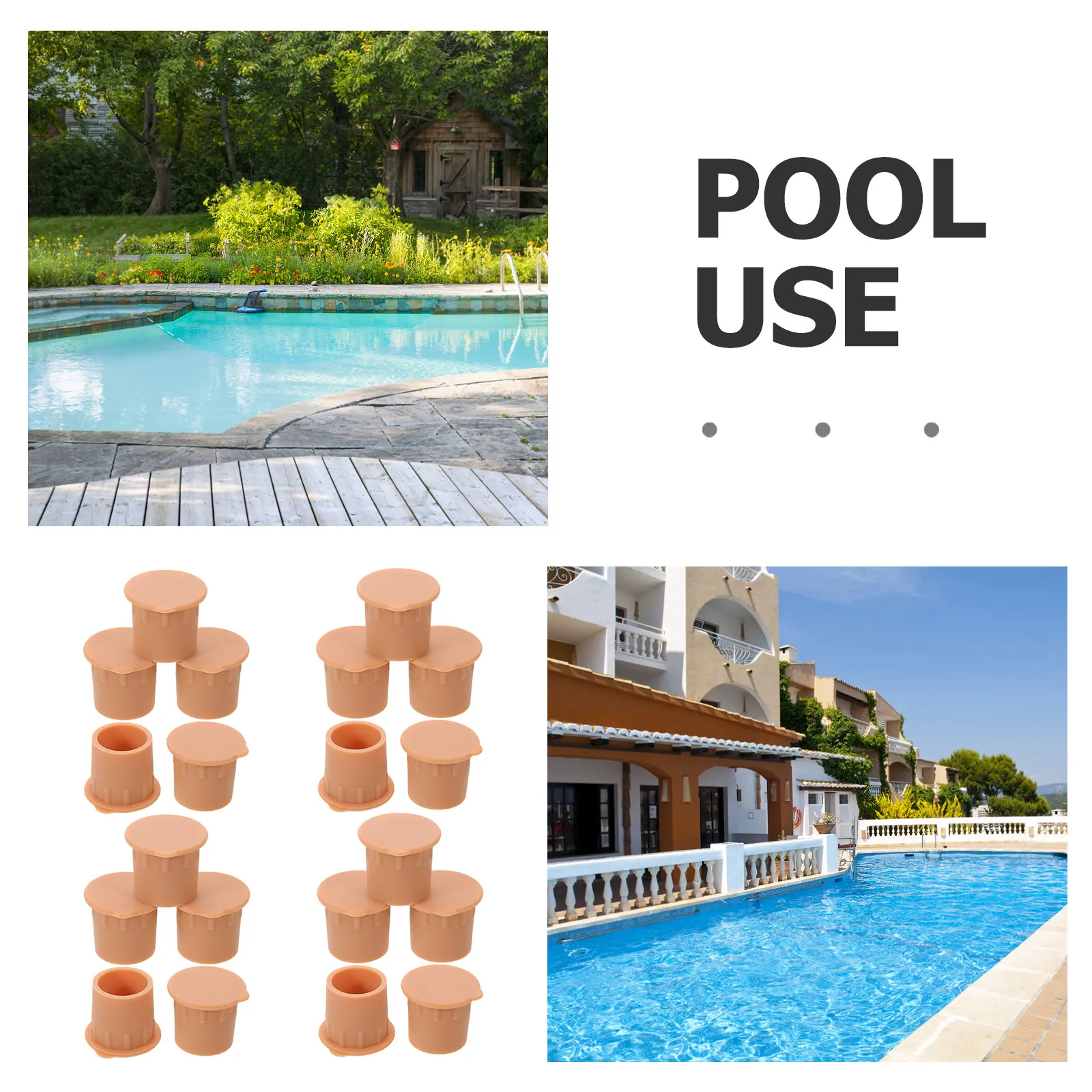 20Pcs Pool Fence Hole Caps Brown Plastic Deck Anchor Covers Weatherproof Post Hole Plugs Safety Barrier Fence Sleeve Covers Mesh