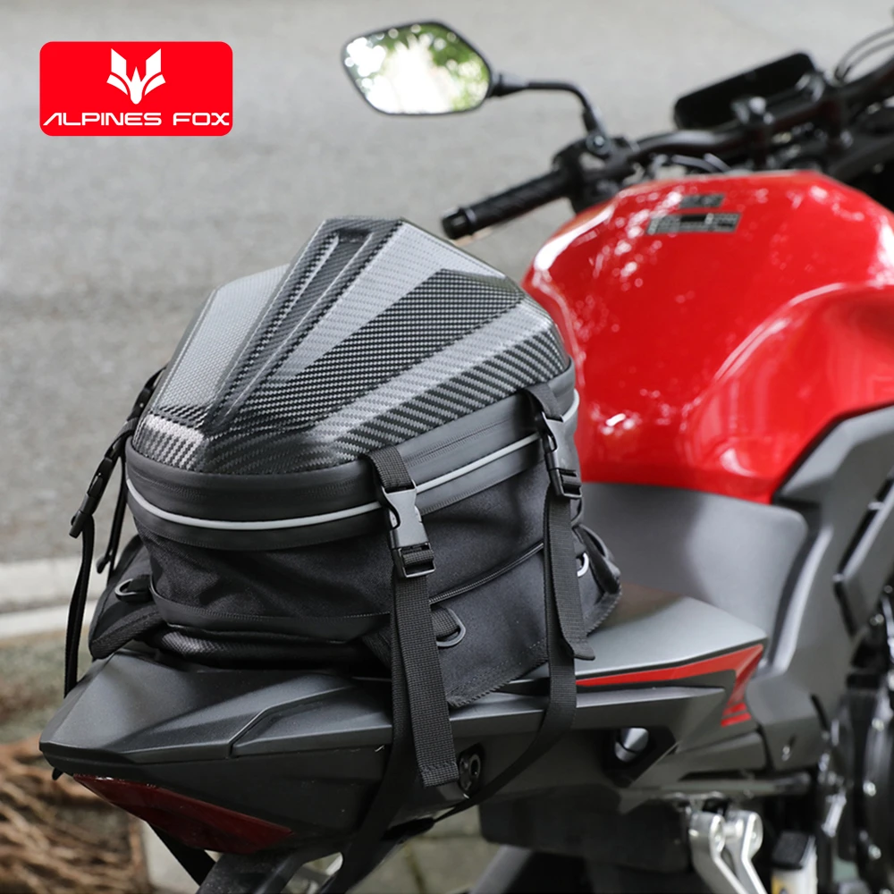 Hard Shell Motorcycle Tail Bag Waterproof Moto Rear Seat Bag Expandable Motorbike Scooter Back Seat Pack Rider Crossbody Bag