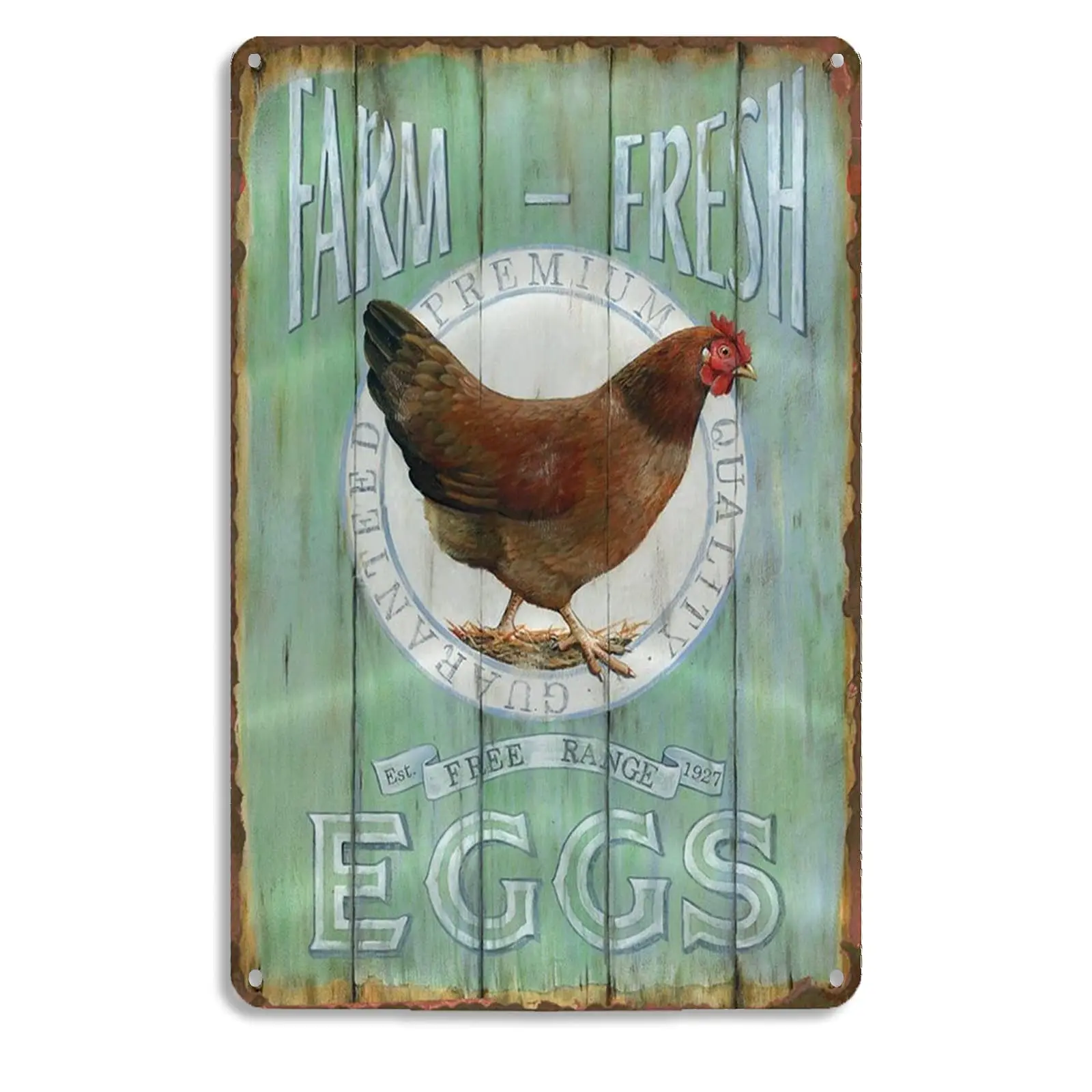 Lesiker Farm Tin Sign, Farm Fresh Free Range Eggs Metal Bar Pub Poster 12