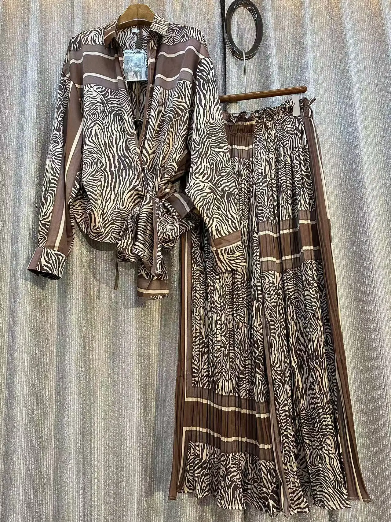 Luxury 2024 New Popular Fashion Autumn For Women Long Sleeves Print Shirt Two-piece Set Casual Elegant Wide Leg Pants Suit Y2k
