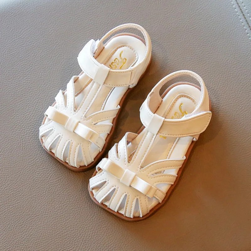 Summer Royalty: Toddler Girls' Flat Dress Sandals with Woven Butterfly Knot 1-3 Years