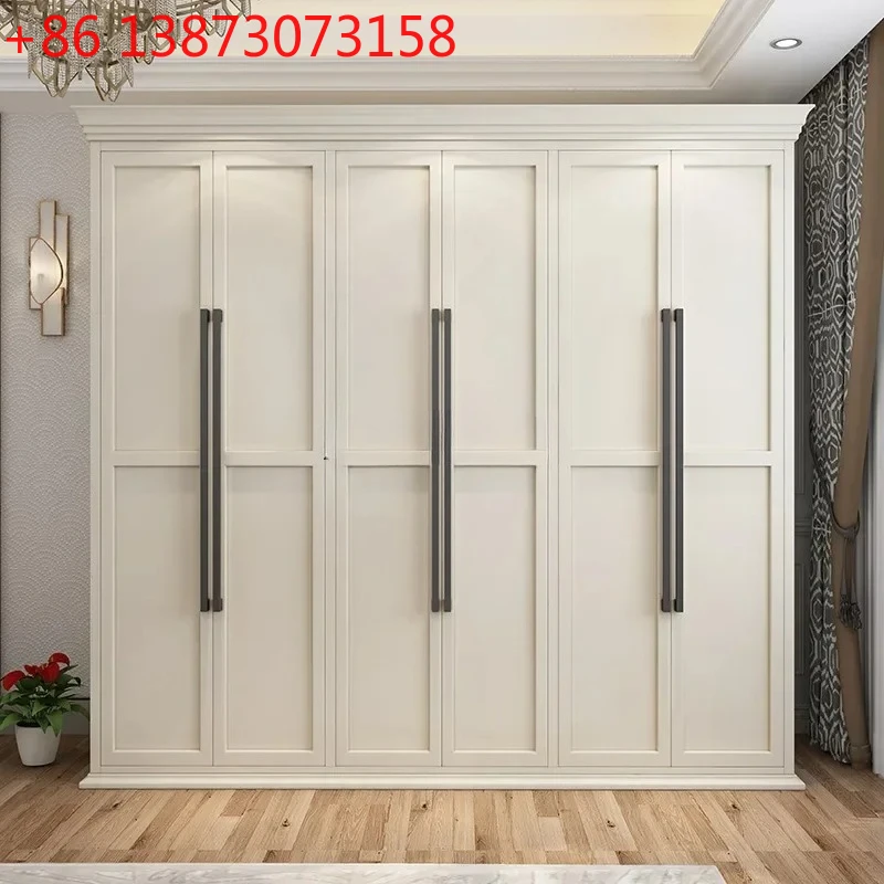 

American rural all-solid wood wardrobe five or six doors household bedroom light luxury modern simple bedroom