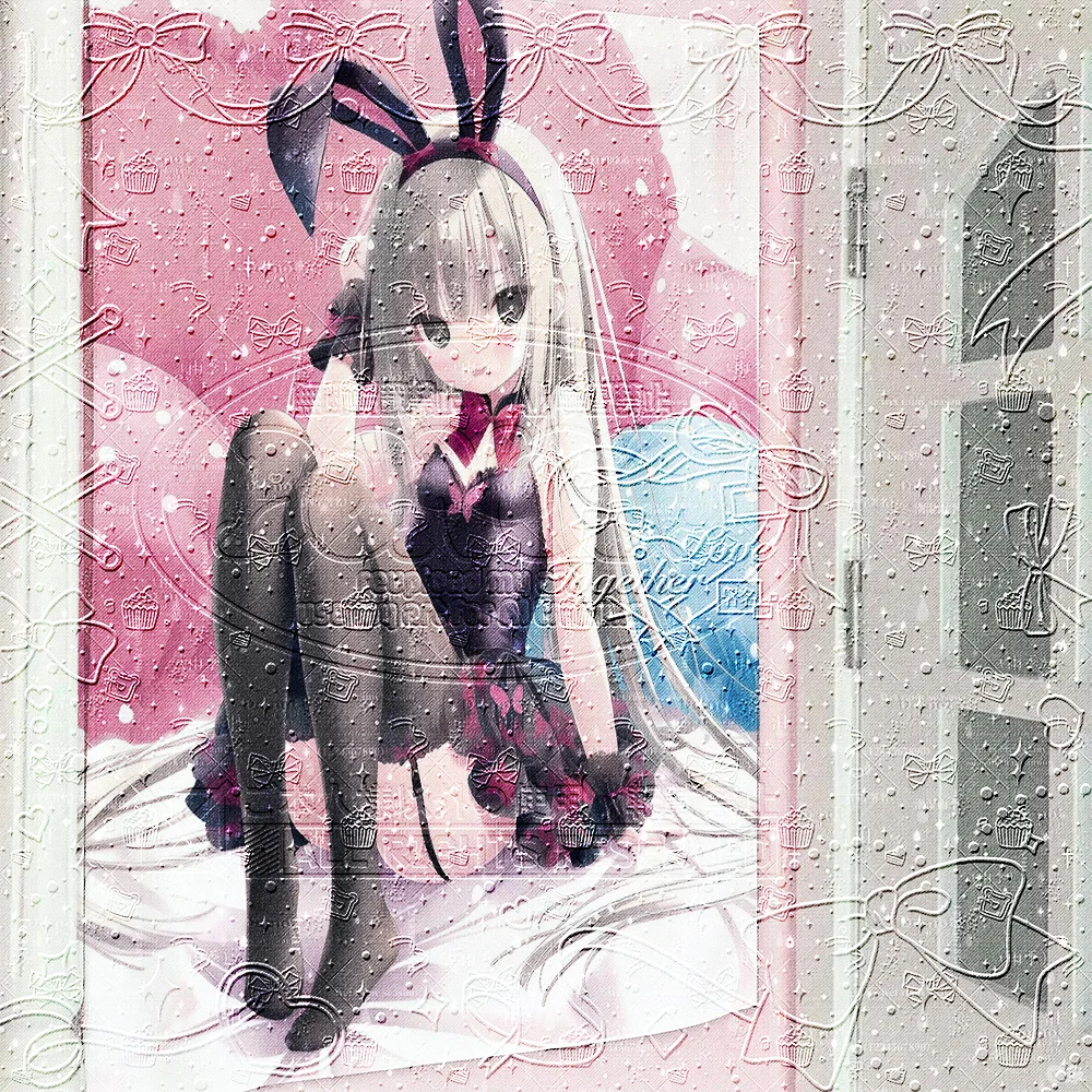 Kawaii Anime Bunny Girl Wandteppich, Dunkelrosa Yami Kawaii Ästhetischer Wandbehang, Gothic Raumdekoration für Schlafzimmer und Studentenwohnheim