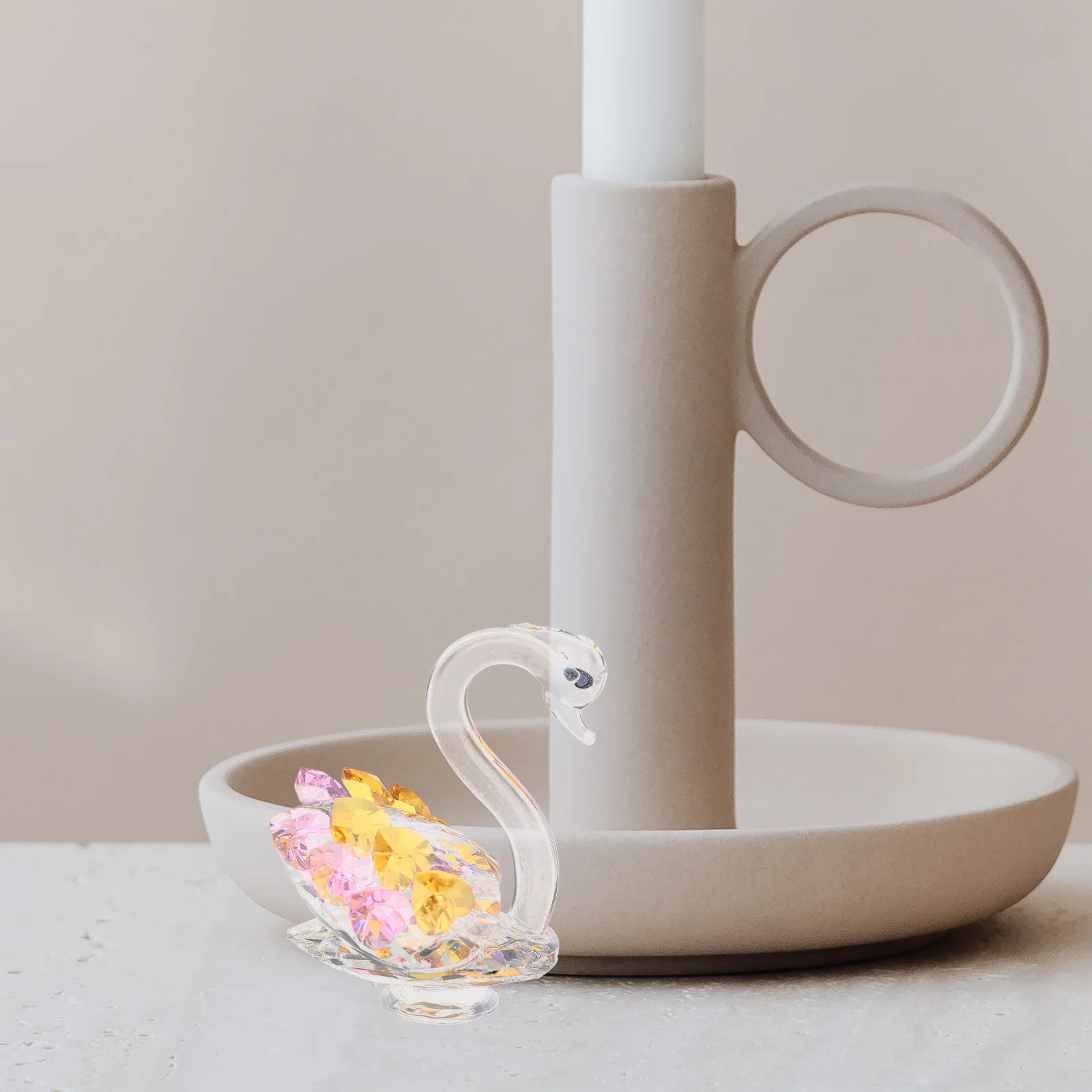 

Creative Swan Figurine Crystal Decor Ornament Break-resistant Mini Swans Shaped Home Statues Living Room