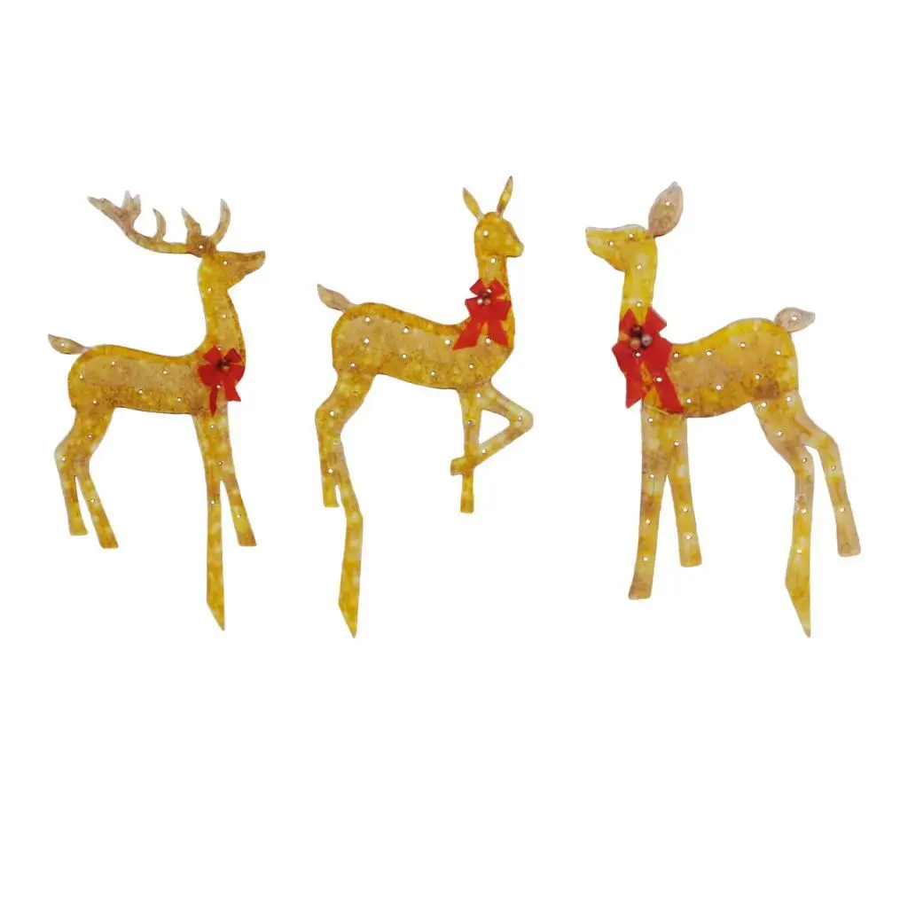 Warm White Christmas Reindeer Light Stakes for Outdoor Yard Decorations Acrylic Glowing Deer Animal Garden Figures - view 5