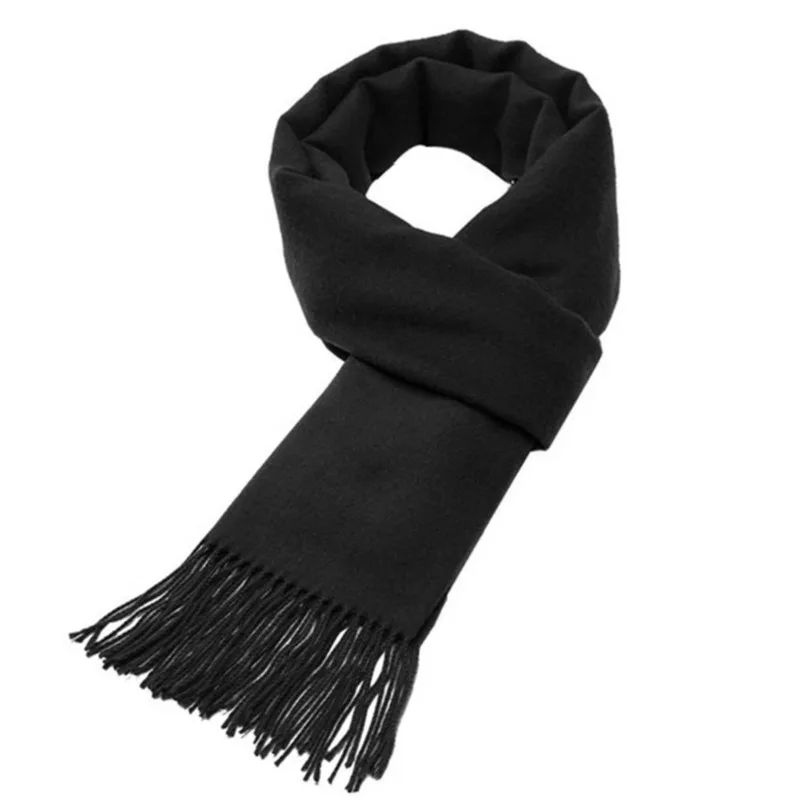 33*174cm Autumn And Winter Solid Color Imitation Cashmere Scarf Monochrome Thickened Long Men And Women Tassel Shawl Warm Scarf