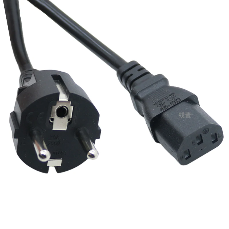16A European Standard Tail Power Cord Pure Copper 3Pin 0.75/1.5 Square EU AC Power Plug Cable for Rice Cooker CE Certified