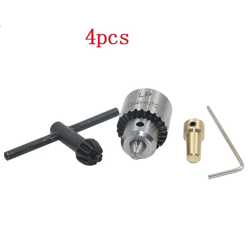 1Set High Quality Mini Drill Chuck Micro 0.3-4mm Taper Mounted Drill Chuck And Wrench Drill Chuck Set Tail Hole Diameter 3.17mm