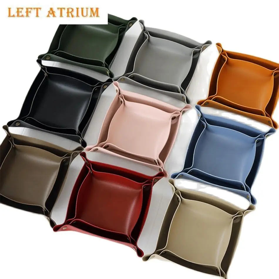 Trays Leather Personalized Desk Organizer Desktop Storage Box for Jewlery Key Cosmetics Glasses Headphone Wallet Office Home Use
