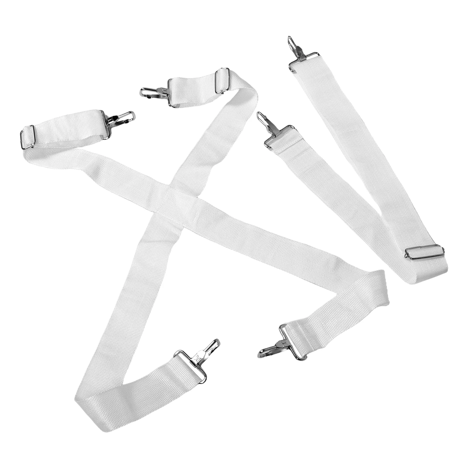 

2pcs Snare Strap Adjustable Oxford Cloth Metal Hook Shoulders Belts Sling Instrument Parts for Marching Percussion White