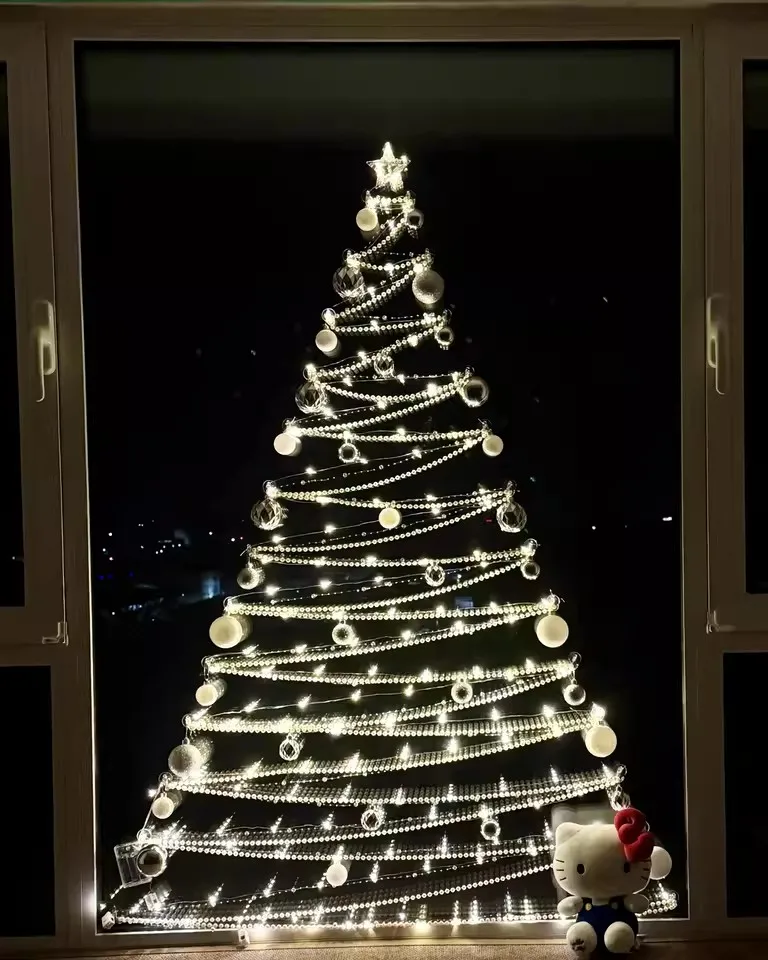 Space Saving Christmas Tree Led Wall Light Window Decoration Light DIY Light-up decorative lights