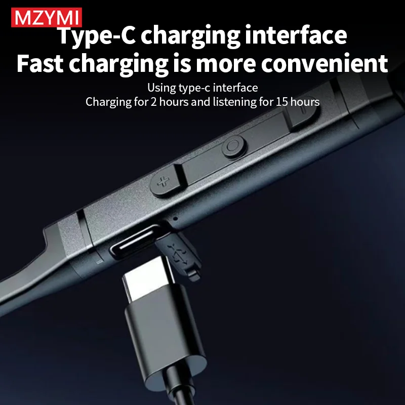 MZYMI BS09 Wireless Earbuds Neckband Bluetooth5.3 Earphone ENC Noise Cancelling Headphones Stereo Waterproof with Mic