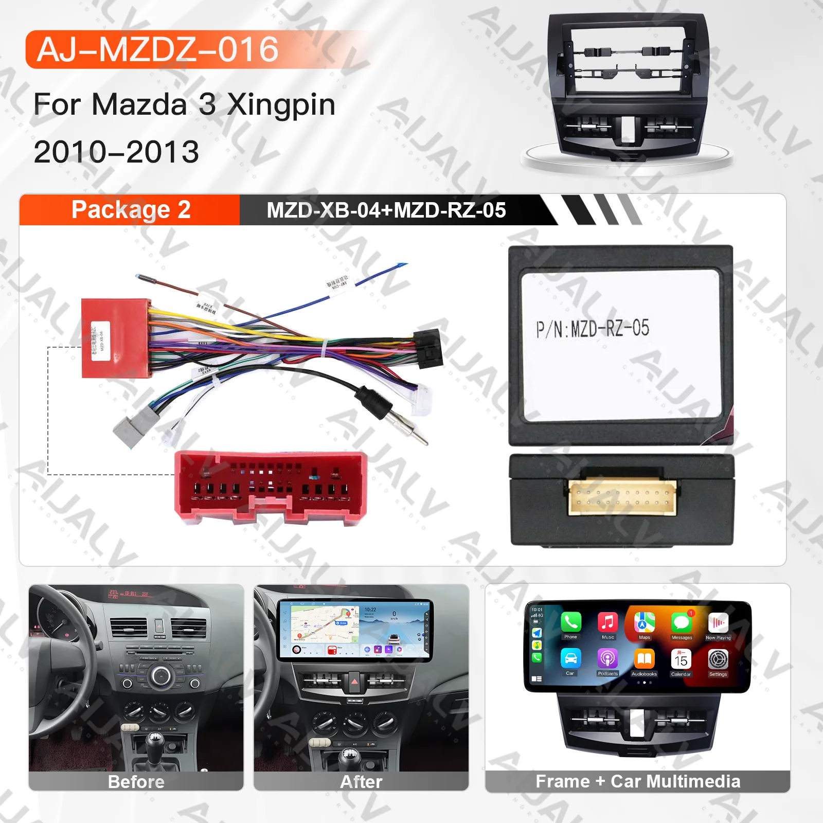 Dashboard 12.3-inch OLED Touch Screen Frame Radio Car Player GPS for Mazda 3 Star 2010-2013 Left Drive Models Dashboard DVD Pane