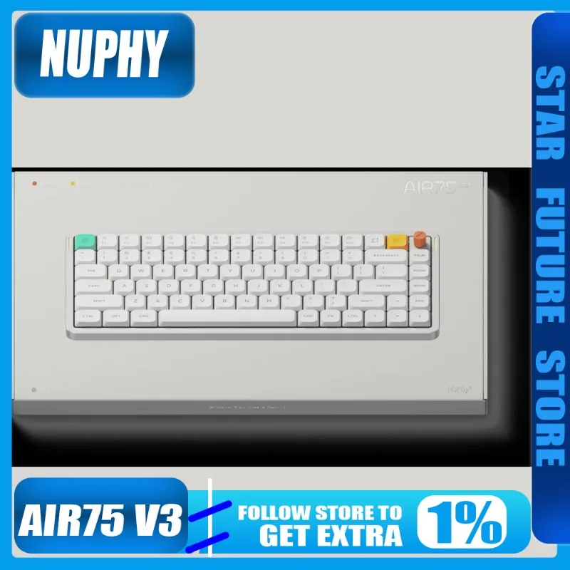 

Механическая клавиатура Nuphy Air75 V3, 3 режима, беспроводная Bluetooth, низкий переключатель, длительный срок службы батареи, Hi-Fi, индивидуальная офисная игровая клавиатура