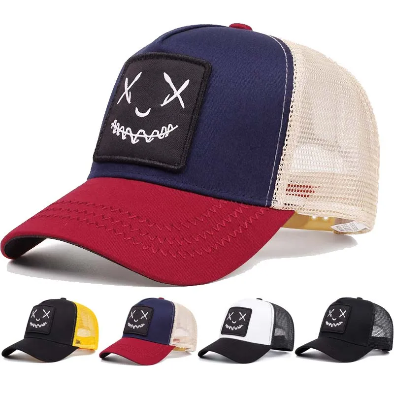 Unisex Ghost Face Embroidery Baseball Net Caps Spring and Summer Outdoor Adjustable Casual Hats Sunscreen Hat