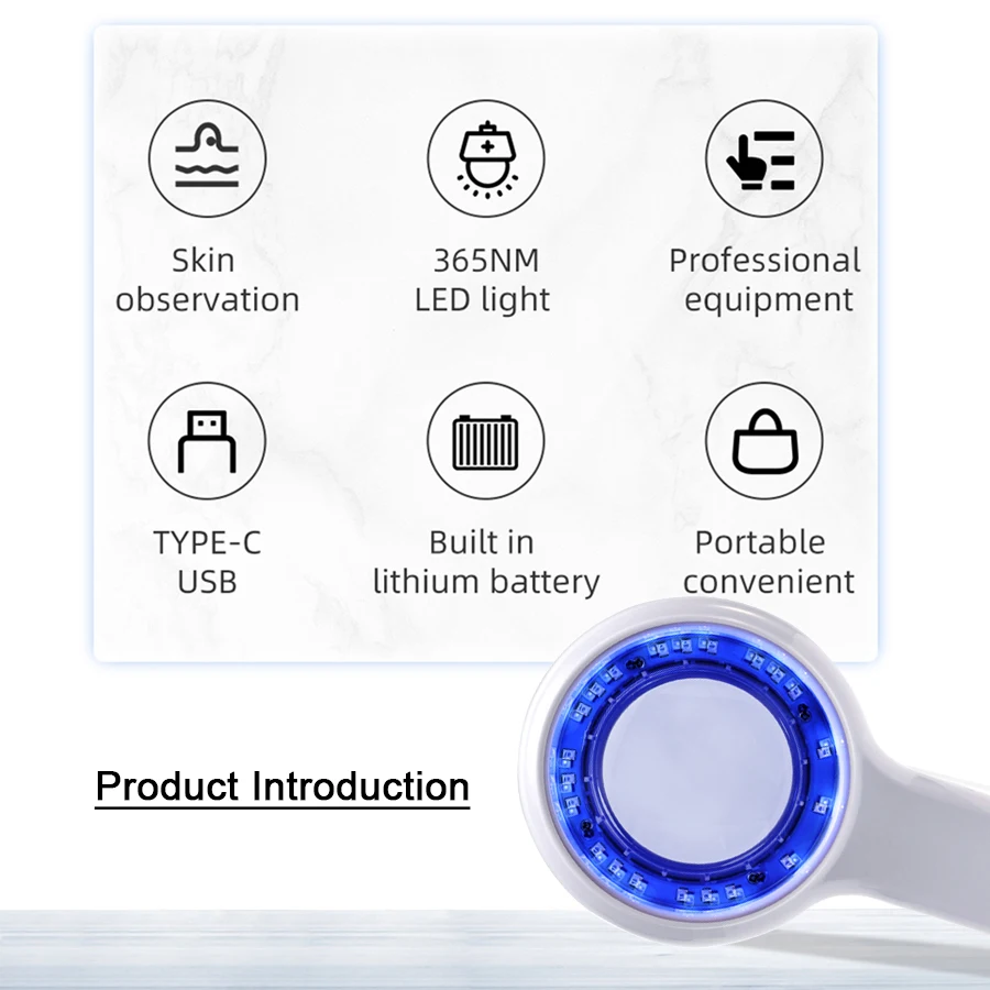 جديد وودز مصباح الجلد محلل للبشرة الأشعة فوق البنفسجية مكبرة للجمال اختبار الوجه الخشب ضوء المصباح تحليل الجلد كشف العناية بالبشرة #4