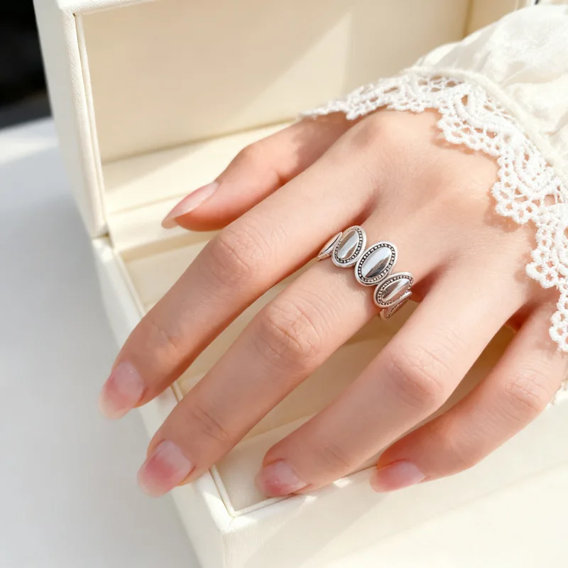 925 Sterling Silber Ellipse Splice Ringe für Damen, Luxusschmuck, elegante Accessoires, Großhandelsschmuck, verhindert Allergien – Detail 1