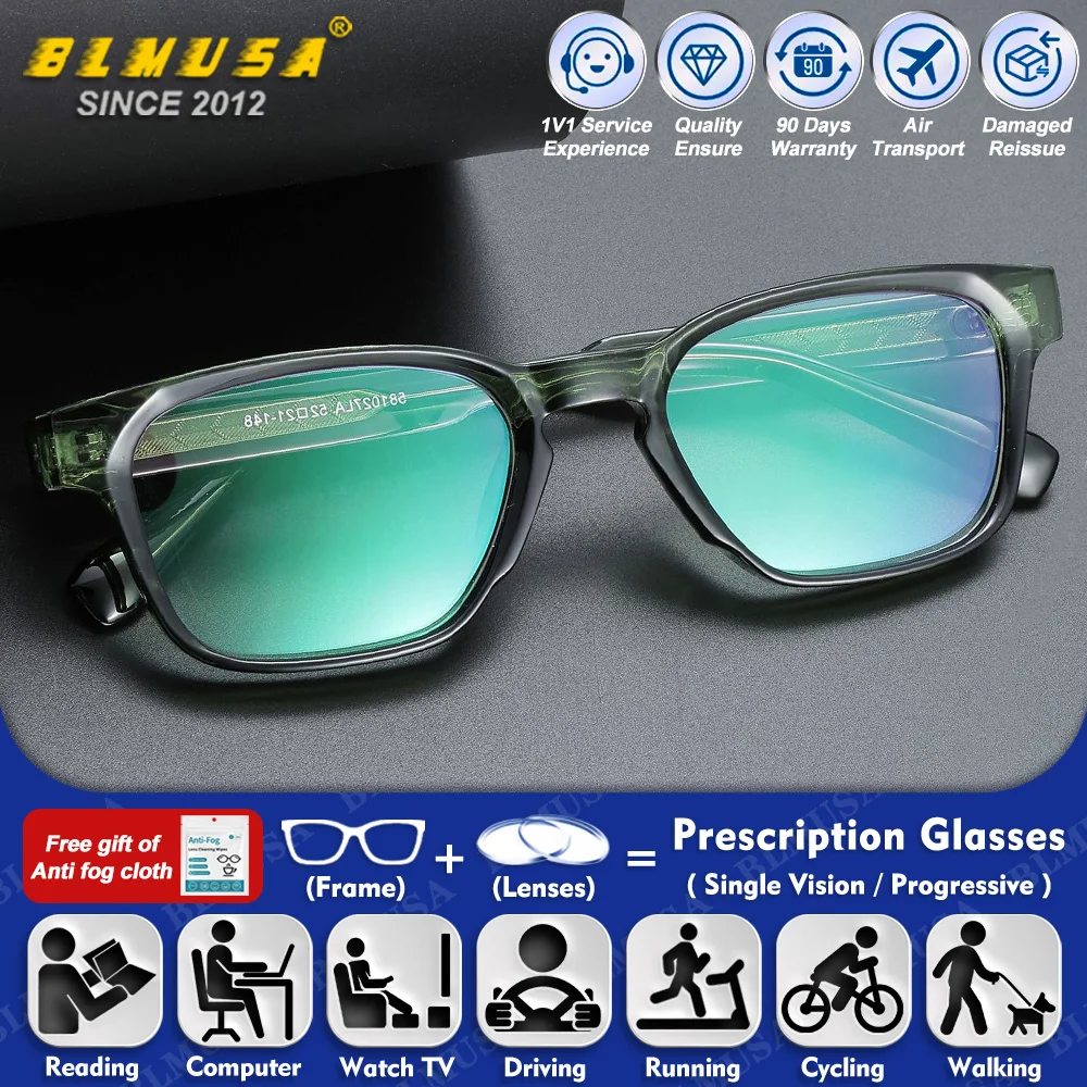 

BLMUSA (M) мужские деловые очки для чтения при близорукости и дальнозоркости по рецепту, высококачественные фотохромные мультифокальные очки с защитой от синих лучей