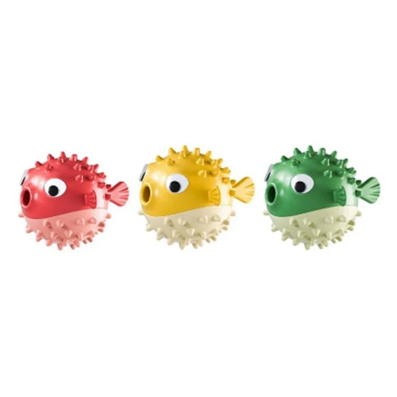 BMBY-Dog Leakage Food Ball Fish Shape Molar Bite Resistant Toys Dog Teeth Cleaning Ball Food Leakage Chewing Toy