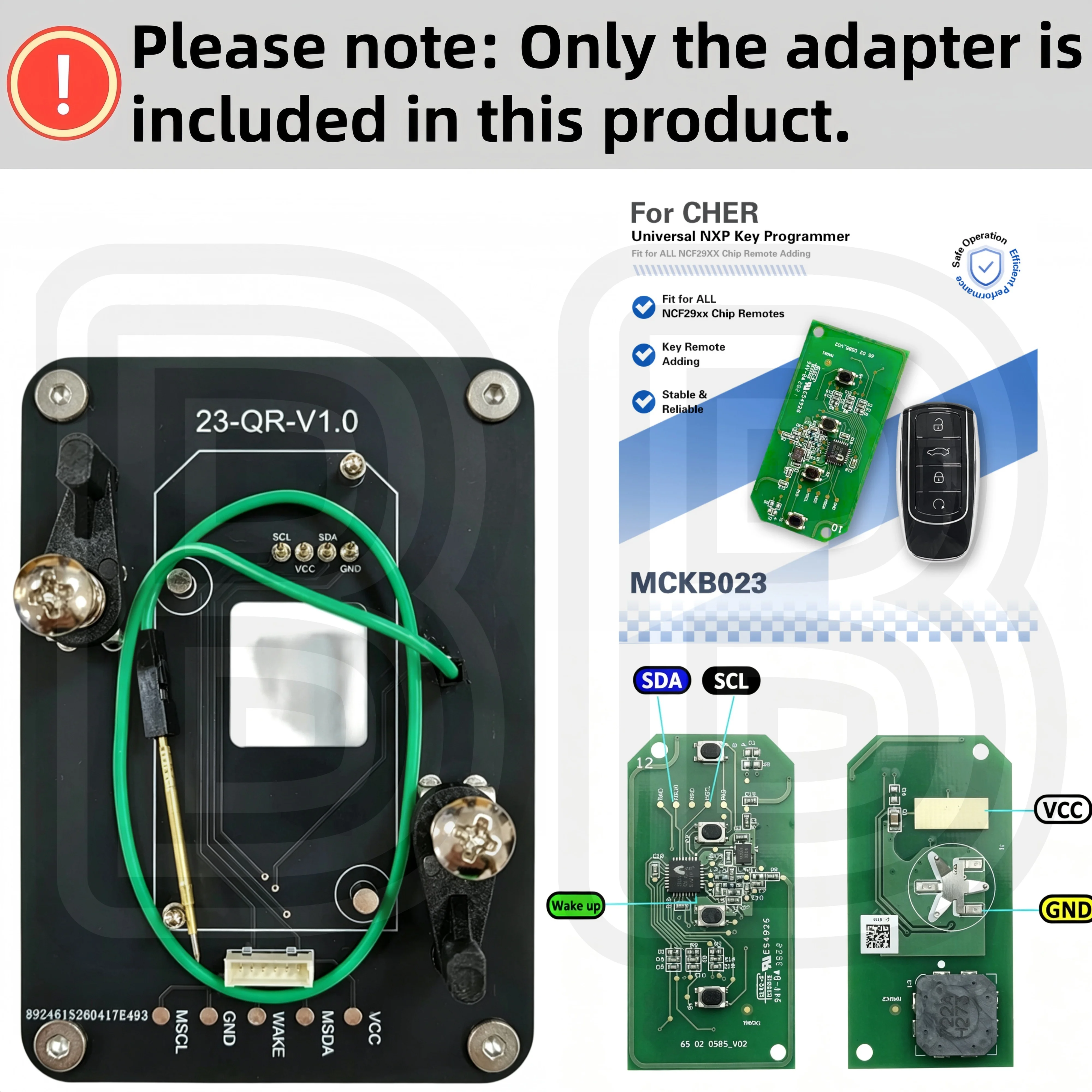 Suitable for Chery Smart Remote Key Adapter, Mckb23/34/85/86/87/88... Compatible with Nxp Killer Kd Xhorse... Devices, No Welding Required for Reading, Writing, and Cloning