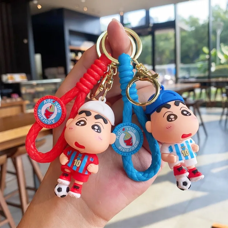 High-looking Crayon Shin-chan Creative Cartoon Design Football Player Keychain Exquisite Fashion Backpack Accessories Decoration view 2