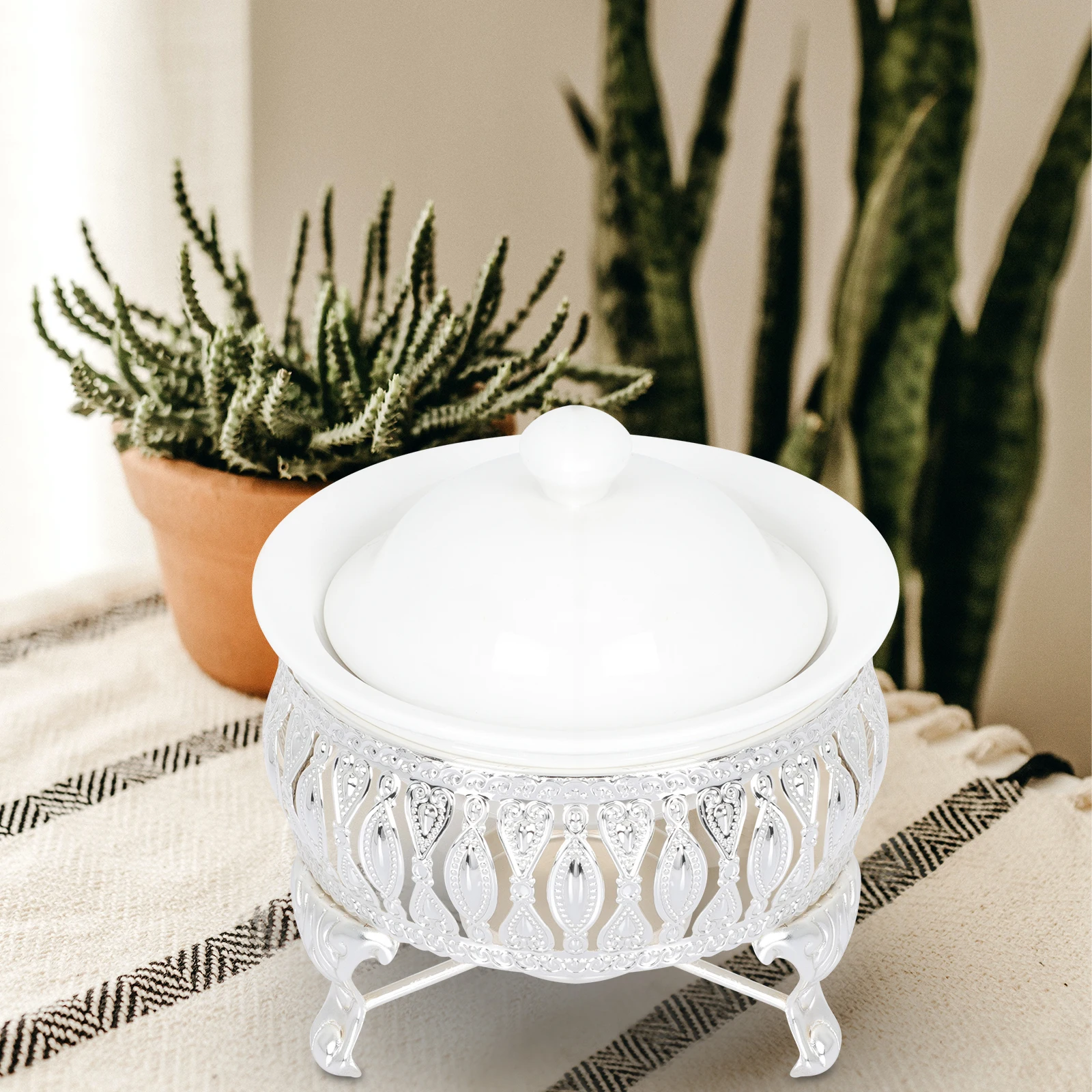 

European Style Tea Warmer Stand Non-Slip Teapot Heater Base Home Teapot Heating Tool Metal Holder Ceramic Pot