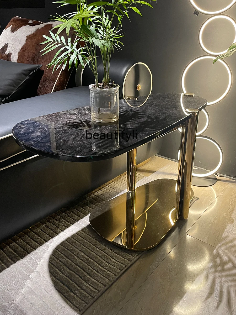 

Designer Sofa Small Coffee Table Table Simple Light Luxury Natural Marble Light Luxury High Sense Side Table furniture