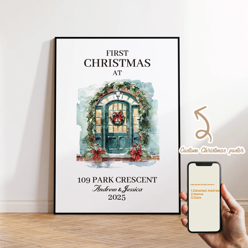 1pcs Personalized Custom Name Memorial Christmas Party Wall Art Print Picture For Christmas Living Room Kids Home Decor Gift