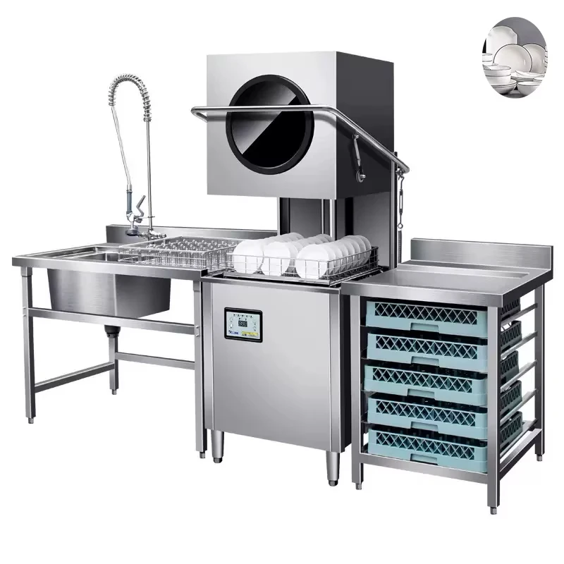 Custom Fast Cycle Commercial Hood Dishwasher, Industrial Automatic Dishwashing Machine for Restaurant Kitchen view 2