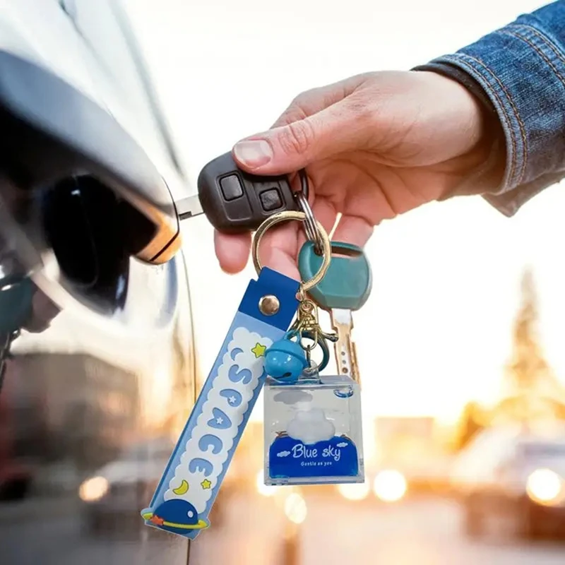 2025 New Liquid Floating Keychain Acrylic Square Floating Liquid Clouds Keychains Keychain Toys Backpack Accessory For Girls