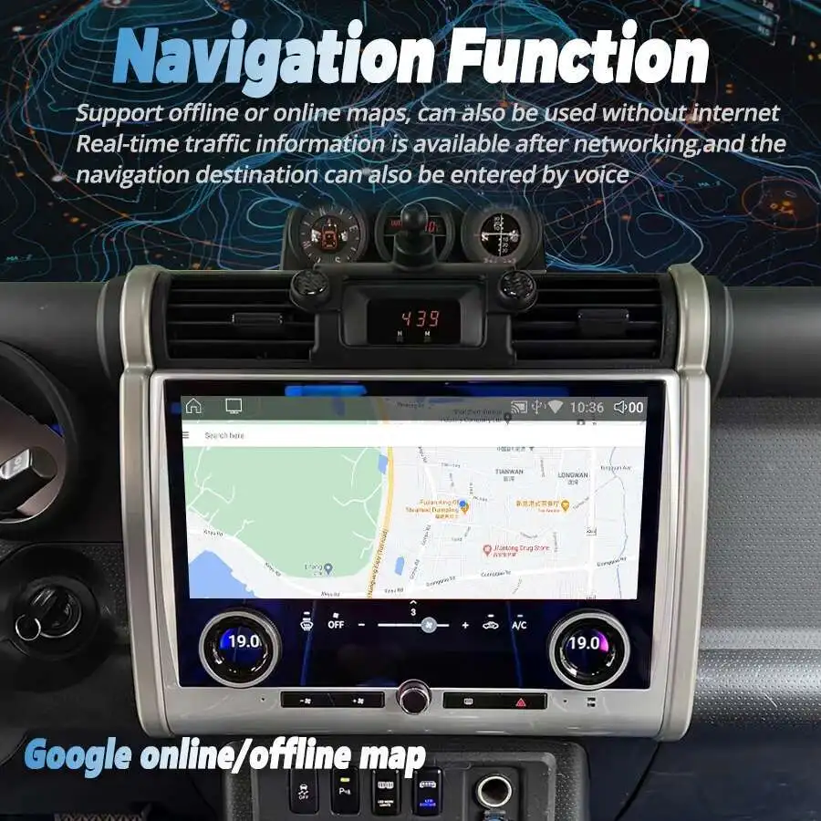 2 Din راديو السيارة الاندورويد مشغل وسائط متعددة لتويوتا FJ كروزر J15 2007-2024 Carplay Auto مع شاشة التحكم في تكييف الهواء