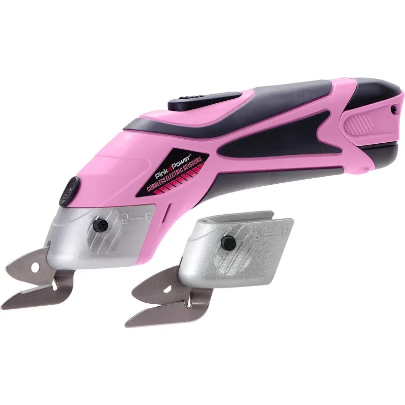 

Pink Power Cordless Electric Scissors Fabric Cutter for Crafts, Box,Sewing,Carpet,&Scrapbooking - Heavy Duty Professional Rotary