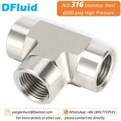 Adaptador de montaje de tubería de acero inoxidable, conector de 3 vías, SS316, NPT, BSP, BSPT, 1/8, 1/4, 3/8, 1/2 y 3/4 pulgadas, 3000psig, 20MPa