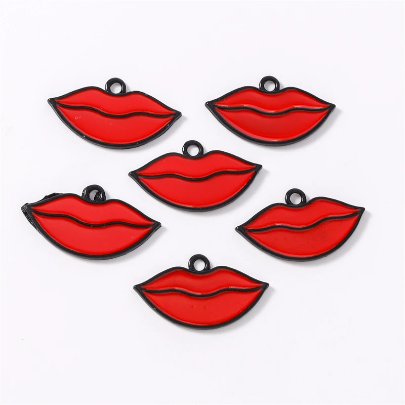 

Duarte 20Pcs/Lot Cute Enamel Red Lip Charms Pendants for Making Drop Earrings Necklaces Bracelets DIY Crafts Jewelry Findings