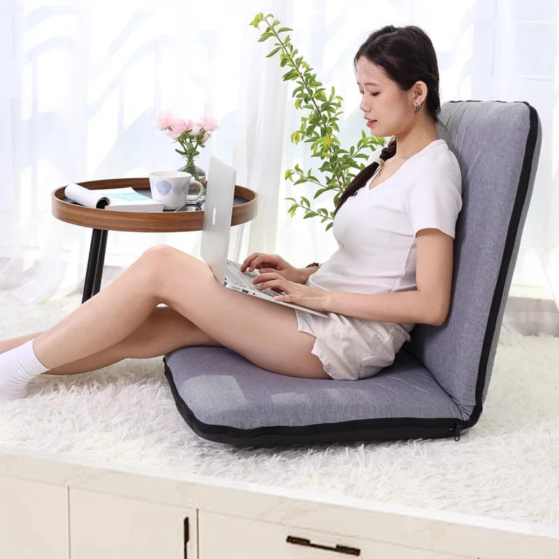 Foldable Floor Sofa Multi-Position Reading Chair for Bed Tatami Floor Cushion Adjustable Backrest