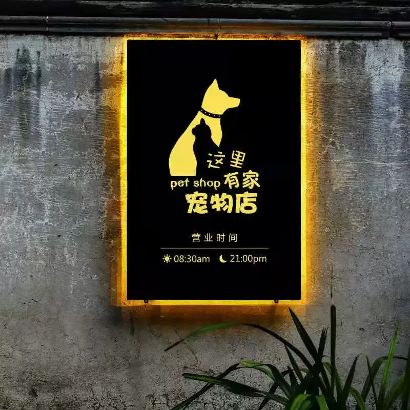 Outdoor lightbox door head hollow hanging sign LED wall mounted design