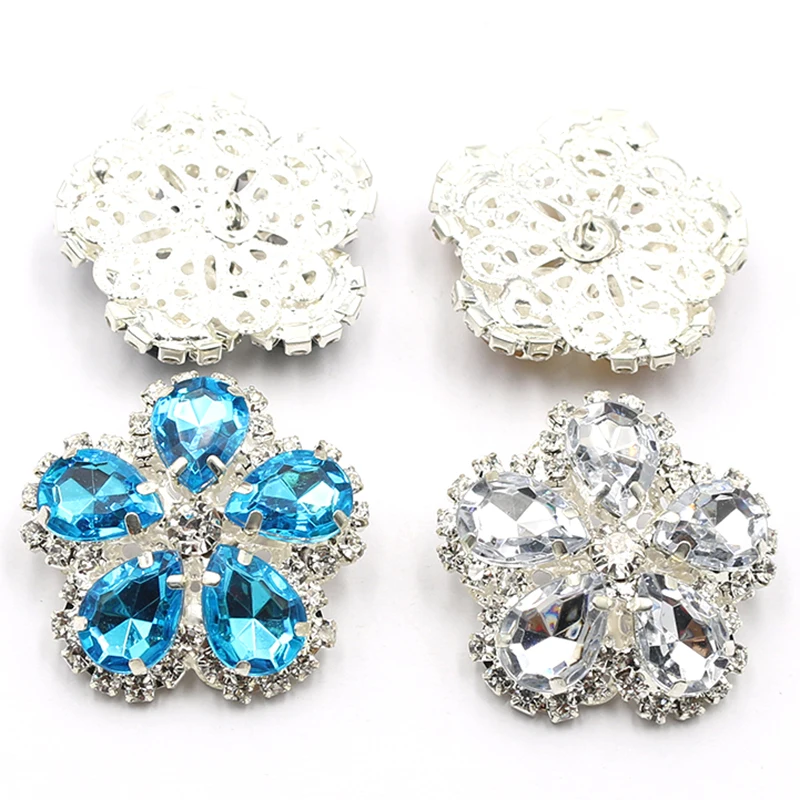 New 5PCS37 * 37MM Buckle Circular Petal Diamond Inlaid With Water Droplets Acrylic For Clothing, Bow Hair Accessories, Bags, Jew