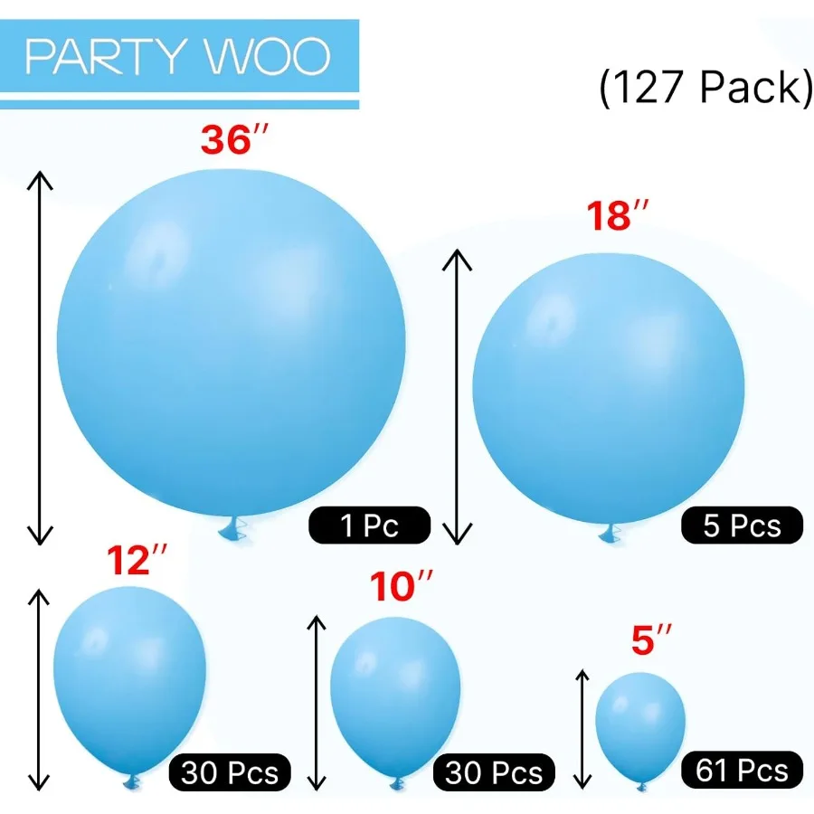 بالونات زرقاء فاتحة 127 قطعة بأحجام مختلفة من 36 18 12 10 5 بوصة طقم قوس بالونات أزرق مائي للأطفال من أجل Gradua #6