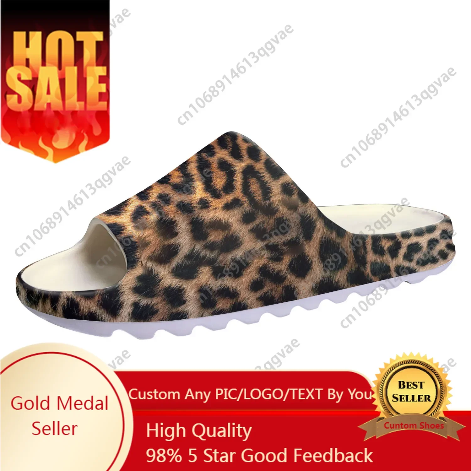 

Leopard Print 3D Soft Sole Sllipers Home Clogs Step on Water Shoes Mens Womens Teenager Bathroom Beach Customize on Shit Sandals