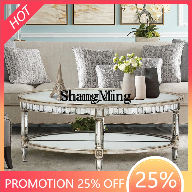 

FG good-looking living room coffee table sofa side table small apartment creative personality glass oval coffee table