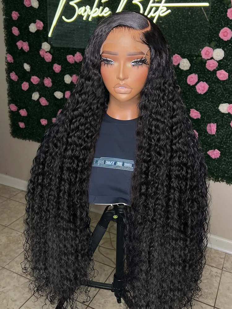 Curly 13x6 HD Lace Front Wig Human Hair Wig Deep Wave 30 40 Inch 13x4 Lace Frontal Wigs 5x5 Glueless Water Wave Closure Wear Go